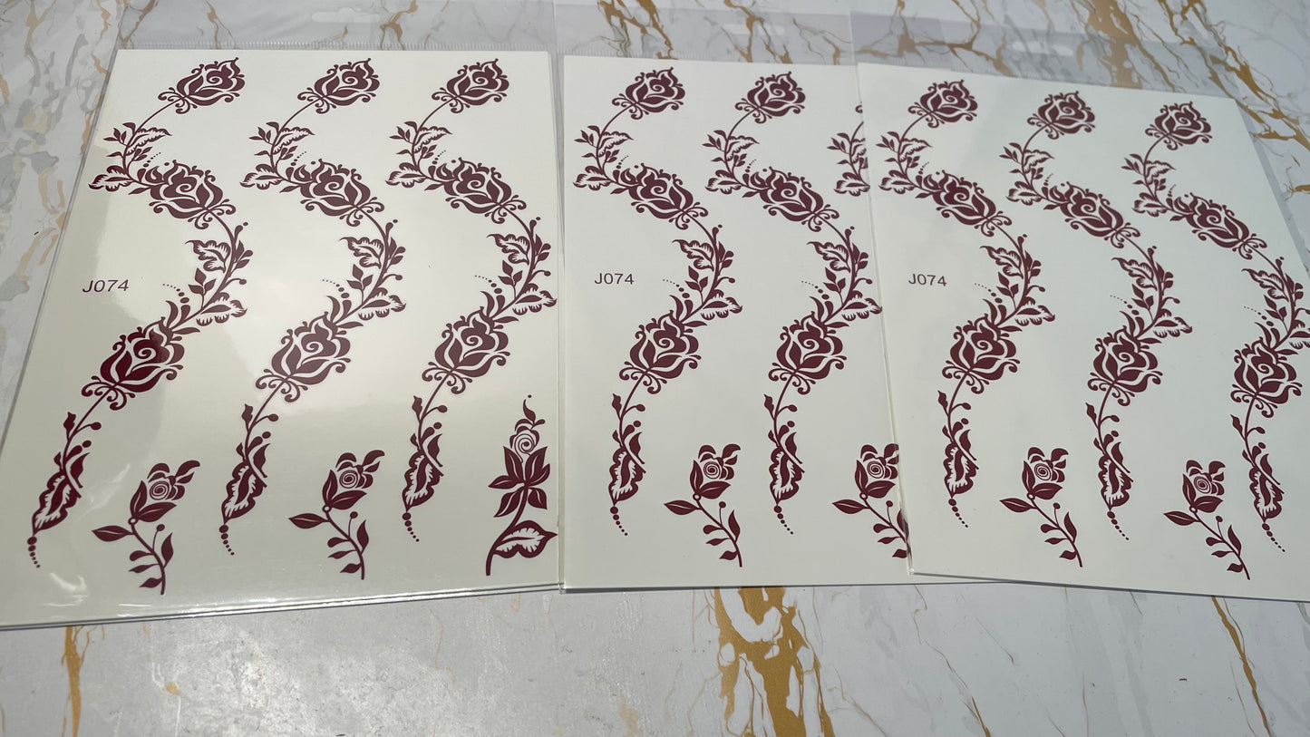 Henna tattoo stickers black