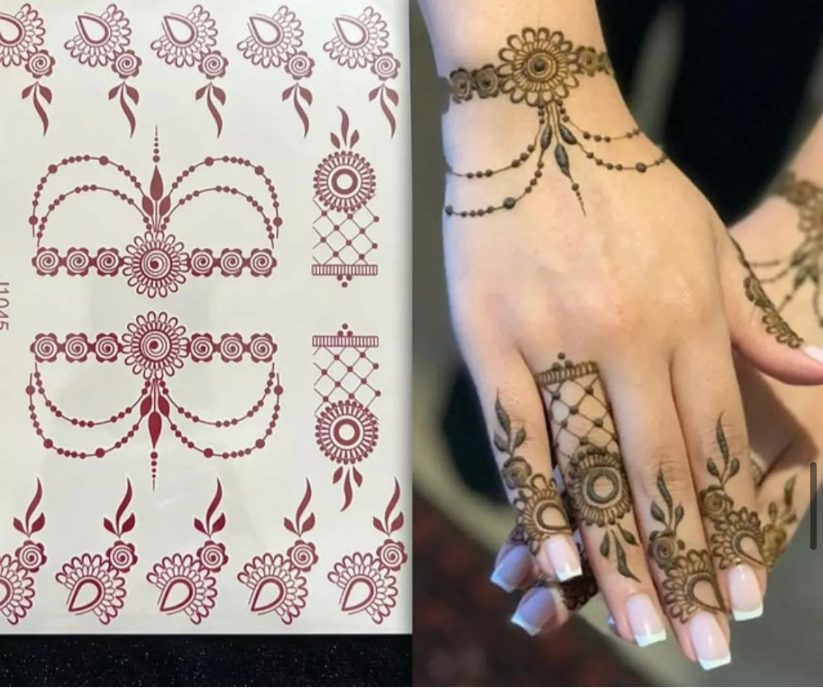 Henna tattoo stickers red brown 2 pcs