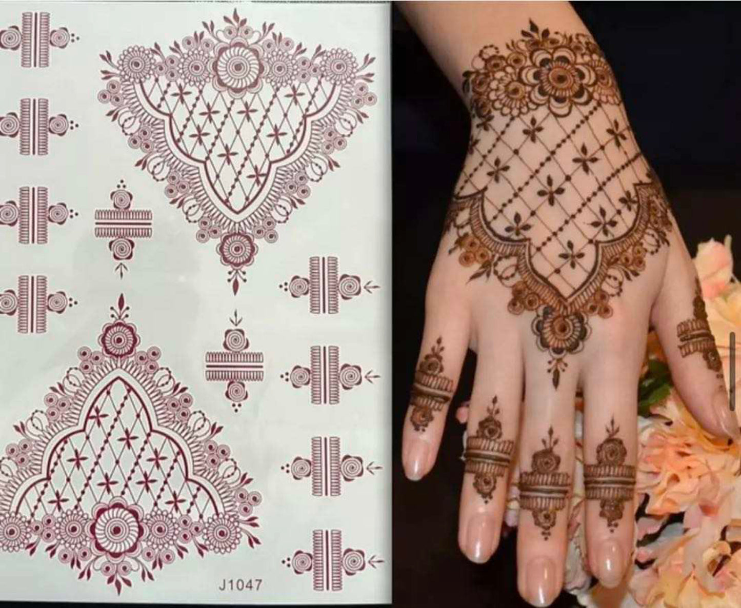 Henna tattoo stickers red pcs both hands