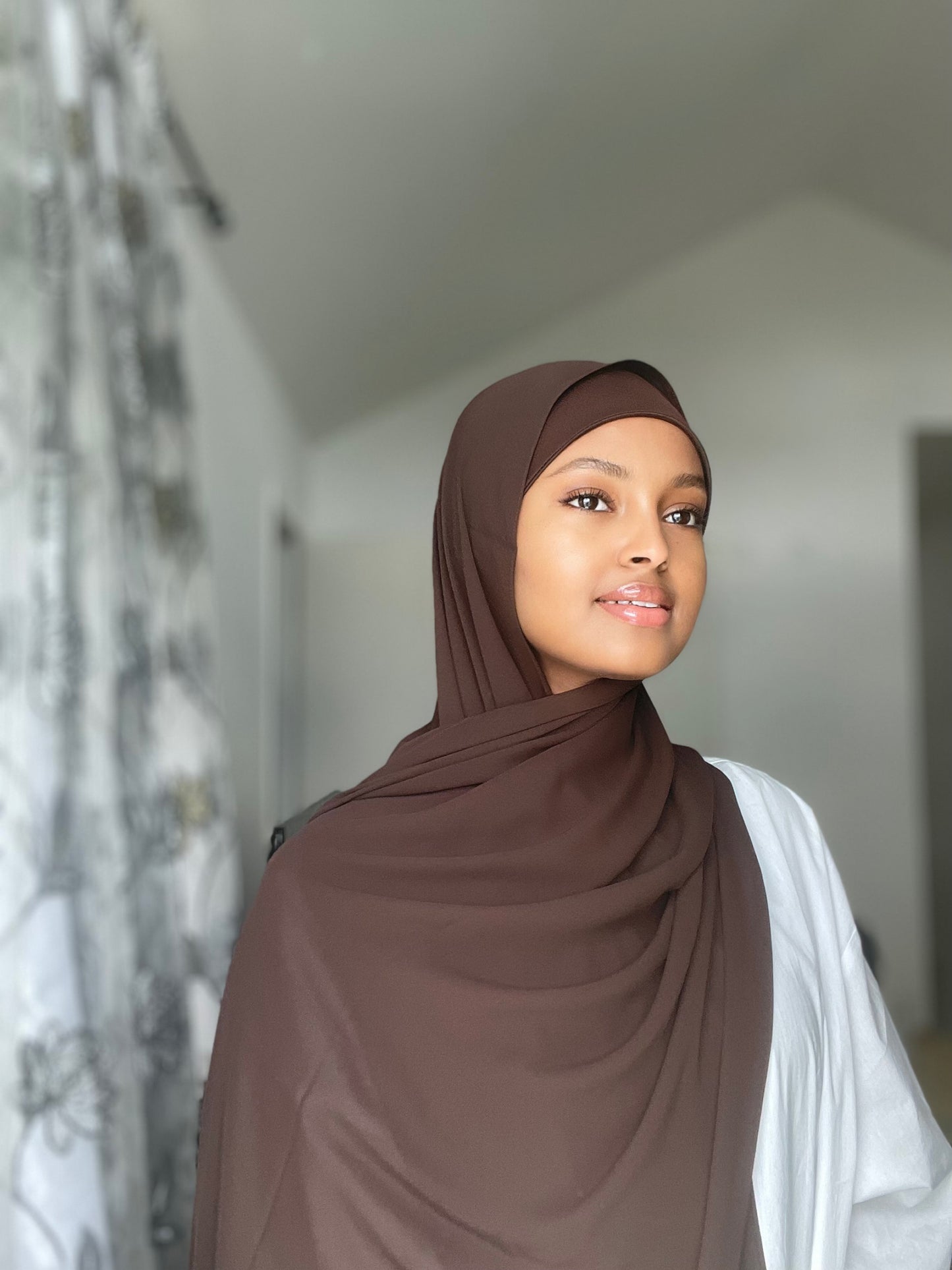 Brown bubble hijab & undercap/masar