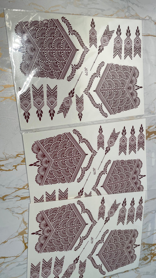 Henna tattoo stickers red