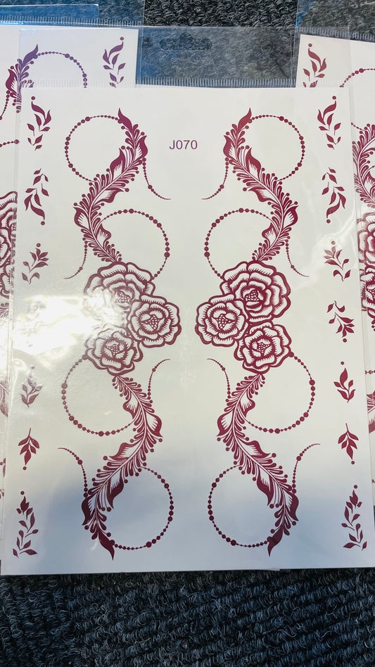 Henna tattoo stickers red