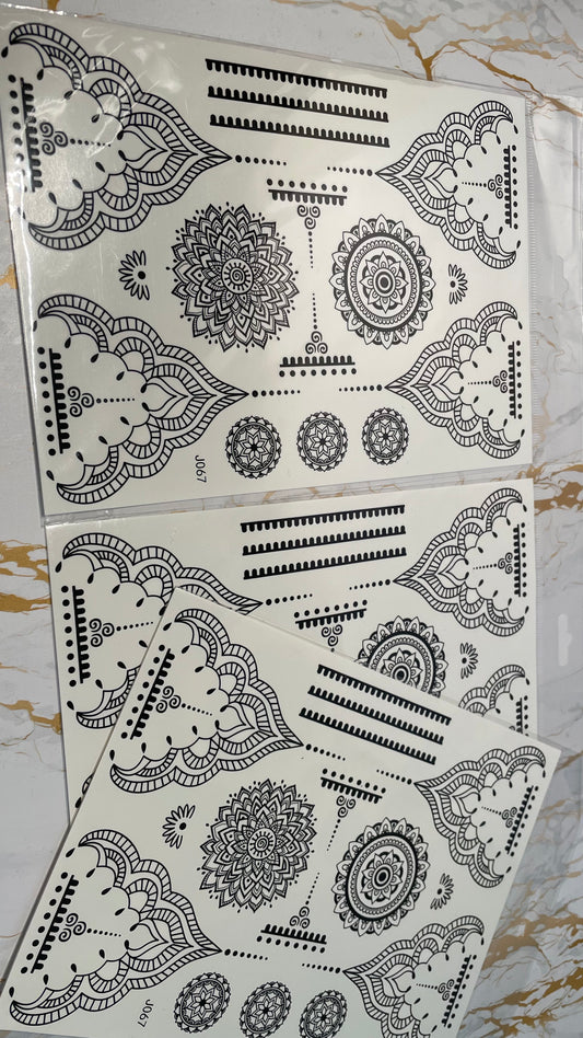 Henna tattoo stickers black