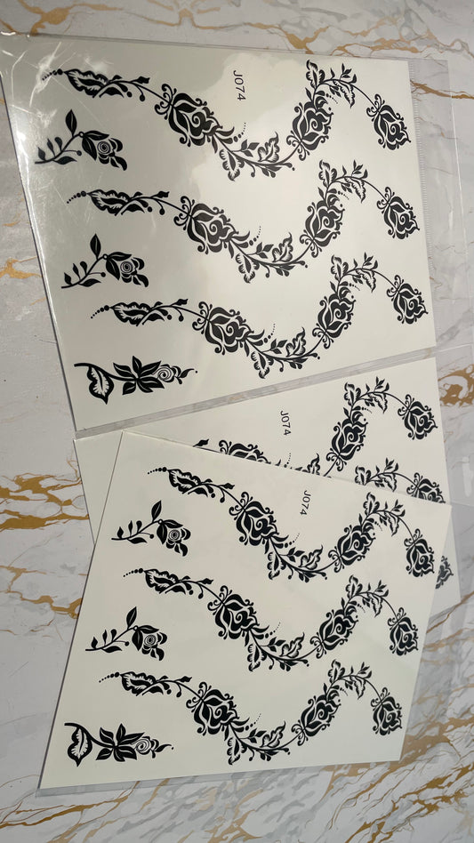 Henna tattoo stickers black