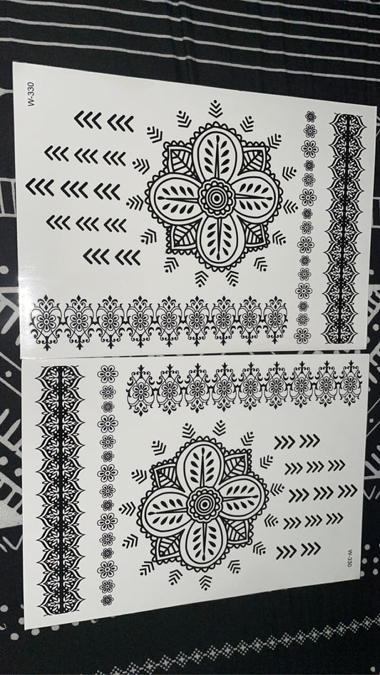 Henna tattoo stickers black